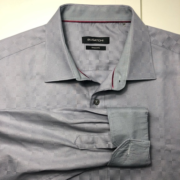Bugatchi Men Gray Dress Shirts Flip Cuff Size XL - Picture 4 of 8